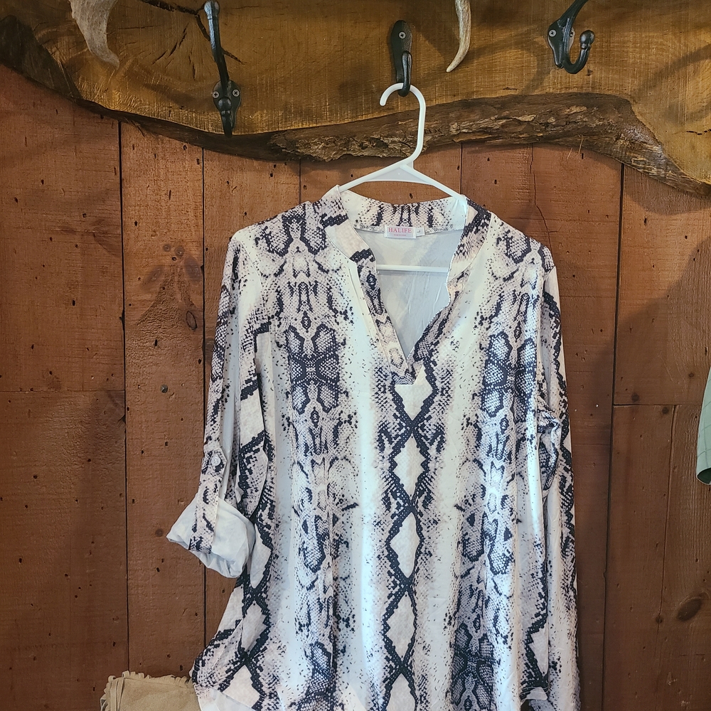 Elegant Snake Print Tunic Top